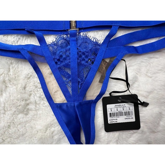 Honey Birdette 💙 MORGAN 💙 Blue Lace Thong Small - Picture 2 of 3